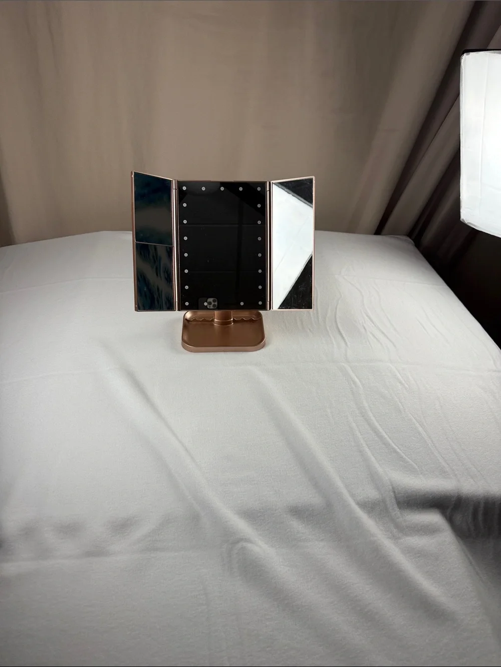 Adjustable Trifold Vanity Organizer Mirror - Rose Gold